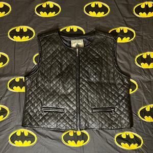 Vintage Rugged Outerwear Northwest Territory Quilt Faux Leather PolyVinyl Vest